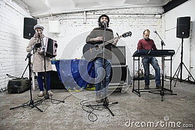 Arkady Kots, Kiev garage concert 12.04.2014 Editorial Stock Photo